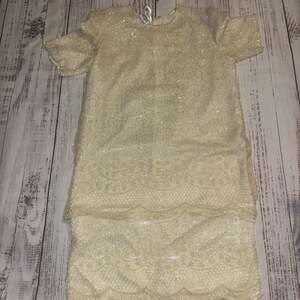 Vintage Brilliante by J.A. Ivory 100% Silk Beaded & Sequined Tiered Shift Dress-